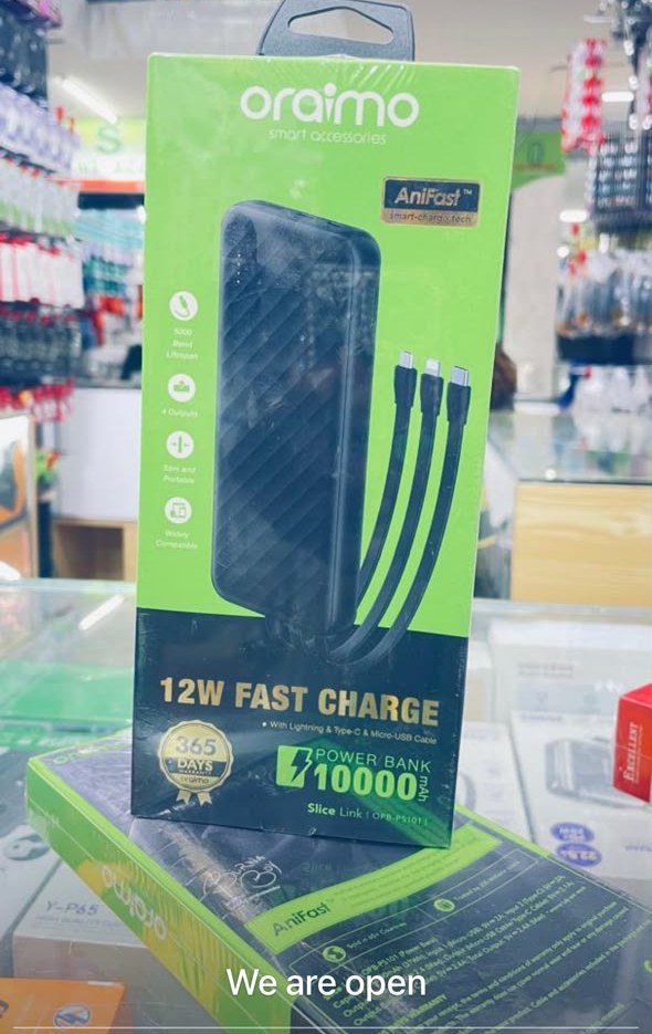 Oraimo 10,000mAh Power Bank (12W Fast Charge)