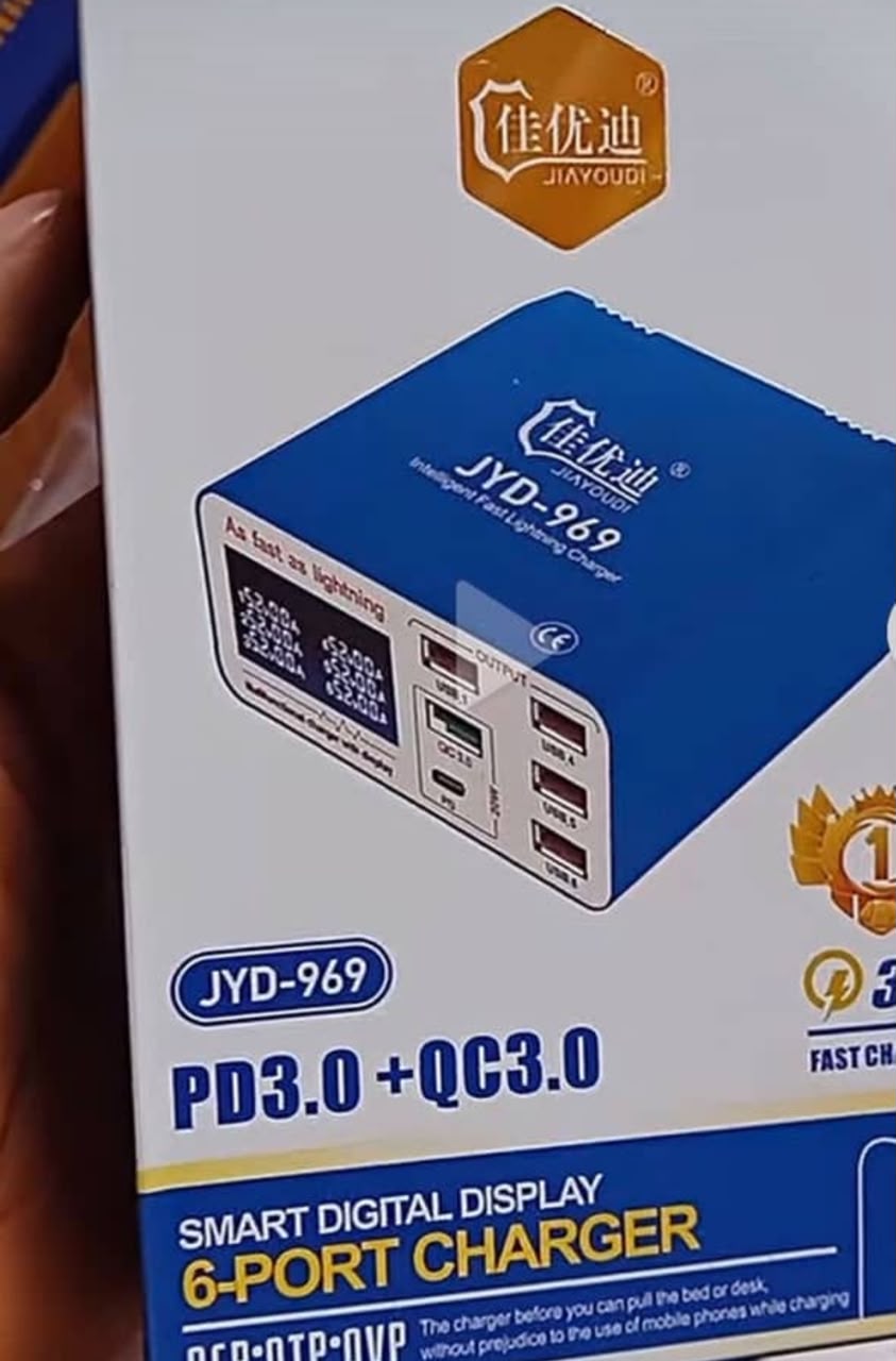 JIAYOUDI JYD-969 6-Port Smart Charger (PD3.0 + QC3.0)