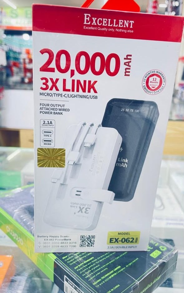 Excellent 20,000mAh 3X Link Power Bank